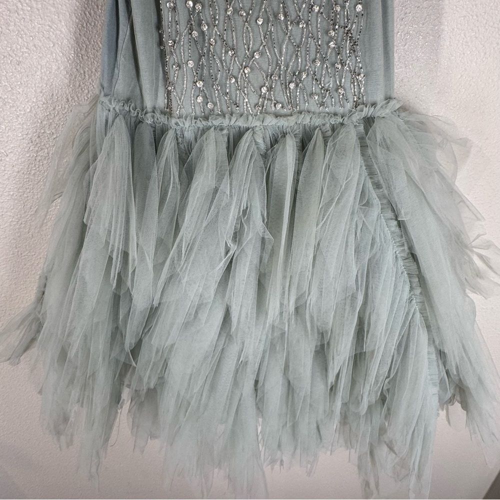 Tutu Du Monde Girls Green Feather Tutu Dress Sequins Beaded Tulle Size 6/7 - Picture 3 of 9